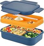 Bento Box Lunch Boxes,2000ml Bento Lunch Box for Adults Kids,Stackable Japanese Lunchbox with 8 Compartments,Leak Proof Meal Prep Container Box with Cutlery Set,Microwave Dishwasher Safe (Bule)