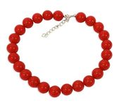 Caprilite 18mm Large Big Giant Faux Pearl Bead Statement Necklace Choker Vintage - Red