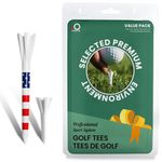 FINGER TEN Golf Tees Plastic USA Flag 60 Long Tees 3 1/4 Inch and 40 More Short Tees 1 1/2 Inch with Golf Tee Gift Box, Easy to Find 5-Prong Claws Tall Driving Range Tee