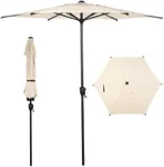 Abba Patio 7.5FT Lyon Outdoor Patio Umbrella Outdoor Table Umbrella with Push Button Tilt and Crank Market Umbrella 6 Sturdy Ribs UV Protection Waterproof for Garden Deck Backyard Pool Beige