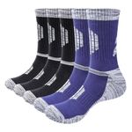 OUYJIA 5 Pairs Men's Cotton Cushioned Work Boot Socks Breathable Walking Wicking Socks Mid Calf Multipack 8-11 Black&blue