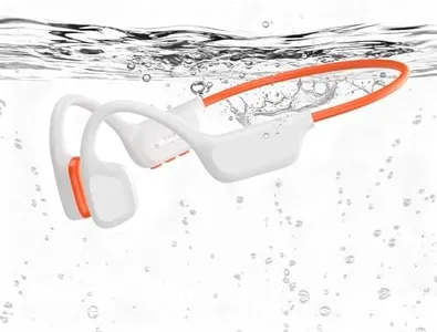 Bone Conduction Headphones, IPX8 Waterproof Swimming Headphones, Open Ear Headphones with MP3 Mode 32GB Memory Up to 12 Hours Playtime, Bluetooth 6.0 Earbuds Secure Fit for Running and Fitness, Orange
