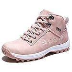 Women's Winter Snow Boots Anti-Slip Waterproof Outdoor Hiking Warm Ankle Boots (8.5 M US, Pink)