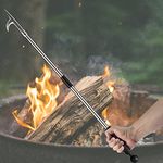 Fire Pit Poker for Fireplace,Adjustable 32 Inch fire pits for Outside Campfire Poker,Heavy Duty Wrought Steel Fireplace Tools,Suitable for Fire Fits Wood Stove and Outdoor Camping Use (Sliver)