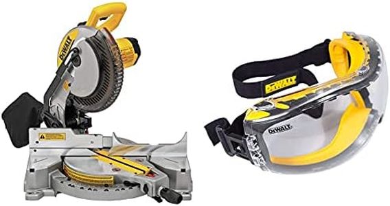 DEWALT Miter Saw, Single Bevel, Compound, 10-Inch, 15-Amp with w/Safety Goggle (DWS713 & DPG82-11C)
