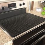 Silicone Electric Stove Top Cover Mat - 28"x20"Ceramic Stove top Cover, Heat Resistant Glass Cooktop Cover, Flat RV Range Stovetop Protector, Extra Large Silicone Dish Drying Mat - BLACK