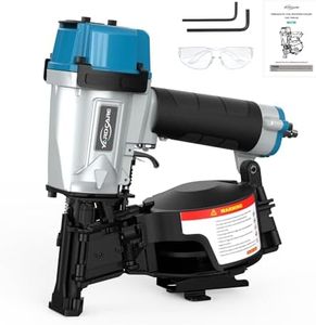YARDCARE CRN45 Roofing Nailer, 15 Degree Pneumatic Coil Roofing Nail Gun for 7/8″ to 1-3/4″ Nails, 120 Coil Capacity, 70-120 PSI Pistolas Para Roofing for Asphalt Roofing Shingles Wooden Cases