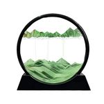 Aoderun Sand Pictures for Rotating, 3D Hourglass, Office Decoration, Sand, Round Glass, Flowing Sand Frame, Movable Sand Picture for Desk, Sand Painting for Adults (Green, 12")