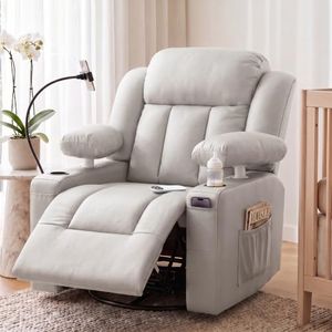 Power Swivel Recliner Chair with Adjustable Armrest, Nursery Rocking Chair