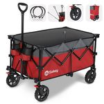 Sekey 200L Folding Festival Trolley with All-Terrain Wheels and Brake, Heavy-Duty Cart Loadable up to 150KG, Patented Four-Directional Foldable Design, Wagon for Beach Camping Garden, Red