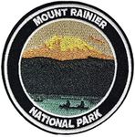 Mount Rainier National Park 3.5" Embroidered Patch DIY Iron or Sew-on Decorative Vacation Travel Souvenir Applique Wander Nature Wildlife Hike Trek Camping Explore Mountains Stars Moon Sun Sky Trails