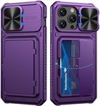 ATATOO for iPhone 15 Pro Max Case Wallet, Built-in Card Holder(Store 4-5 Cards) & Slide Camera Cover & Kickstand, Military Grade Protection, Shockproof Rugged Case for iPhone 15 Pro Max (Dark Purple)