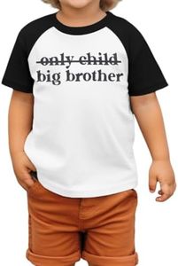 Big Brother Shirt Toddler Boy Only Child Promoted to Big Brother Announcement T-Shirt Kids Raglan Short Sleeve Tees(Black,4-5T(110))