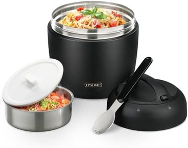 Thermo Food Jar for Hot Food Adults 32OZ Soup Thermo Lunch Containers Wide Mouth Vacuum Insulated Stainless Steel Leakproof Bento Box with Spoon (NEW-BLACK)