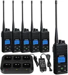 SAMCOM 5wTwo Way Radio Rechargeable, Long Range 2 Way Radio 1500mAh Programmable Walkie Talkie for Adults Heavy Duty with 6 Way Multi-Unit Charger Gang (Radios 6 pcs + Gang Charger)