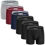 EKQ Mens Boxer Briefs Underwear 6 Pack Soft Bamboo Rayon Trunks Comfortable Stretch Men's Tagless Underwear with Fly