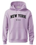 ADRO Hoodie for Men, 320 GSM Soft Cotton Hoodies, Long Lasting Prints New York Hoodie for Winter | Mens Hoodies | Sweatshirt for Men|H24-NEW-PU-M Lavender