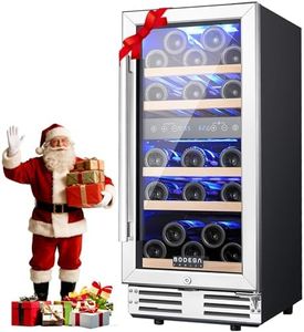 BODEGA 15 Inch Wine Fridge Dual Zone, 30 Bottle, Black Under Counter Freestanding Wine Cooler For Home and Kitchen, with Double-Layer Glass Door, Digital Temperature Control and Temperature Memory.