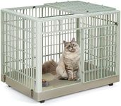 YITAHOME 38'' Cat Cage Cat Crate with Door Locks and Bottom, Double-Door Design Plastic Ferret Cage Large Rabbit Cage Indoor Chinchilla Cage Small Animal Cages Catio with Wheels