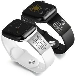 Custom Medical Alert Tag, Engraved Safety Plate for Watch Band, Wristband Medical Tags, Stainless Steel Medical ID Tags, Fitness Runners ID Tag for Sport Smartwatch, 1.1'' X 0.87'' (Sliver)