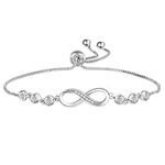 TQmate Infinite Love Loop Bracelet for Women, Adjustable 925 Sterling Silver Bracelet for Women Gifts, AF-111