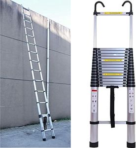 Échelle télescopique de 6,2 m, en aluminium, avec 2 crochets, extensible, polyvalente, facile à utiliser, charge maximale de 150 kg, argenté