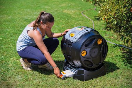 Hozelock Easymix 2-in-1 Rotating Composter, 100L – Fast Mixing, Black