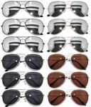 12 Pack Aviator Eyeglasses Metal Frame Colored and Mirror Lens OWL (Aviator-12p-mix-colored, Colored)