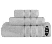 Opel tex 100% Egyptian Cotton 6 Piece Towel Set 700-GSM Ultra Soft -Luxurious & High Absorbency- Large Bath Sheet, Hand Towel & Washcloths 3 Pcs Bale Set Hotel Towels (Silver, 3 Pcs Towel Set)