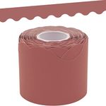 Teacher Created Resources Deep Rose Scalloped Rolled Border Trim - 50ft - Decorate Bulletin Boards, Walls, Desks, Windows, Doors, Lockers, Schools, Classrooms, Homeschool & Offices