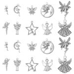 DanLingJewelry 50Pcs 10 Styles Tibetan Angel Charms Antique Silver Fairy Wings Charms Guardian Angel Charms for Jewelry Making Supplies