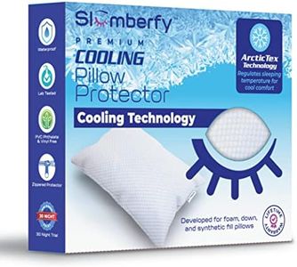 King Size Waterproof Cooling Pillow Protector by Slumberfy - Premium Skin-Safe Cover with Zipper Closure - Natural Fabric with ArcticTex Cooling Technology, Noiseless Pillowcase: 20x36 in