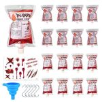 Halloween Blood Bag for Drinks, 16Pcs Blood Bag Drink Pouches for Halloween Festivals, 250ML Novelty Halloween Drinking Pouch Bag for Zombie Vampire Party, with Funnel and Hooks (Halloween Blood Bag)