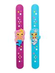 El Regalo 2 PCs Mermaid Snap Silicon Slap Wristband for Girls & Boys- Kids Party Favors, Mermaid and Stars Slap Bands for Kids Girls Boys (Magenta & Blue)