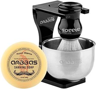 Anbbas Faux Badger Shaving Brush Set with 3.5OZ Milk Shaving Soap and Bowl Stainless Steel,Black Acrylic Shaving Stand Holer for DE Razor Men Close Shave Kit