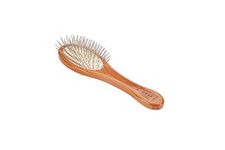 Bass Brushes Small Oval Wire Pet Brush with Bamboo Wood Handle
