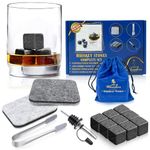 premium whiskey stones Set of 9 Chilling Rocks Stone Reusable Ice Cubes For Drinks with Velvet Carrying Pouch -[Grey] by AA Wonders