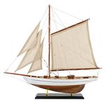 SAILINGSTORY Wooden Sailboat Decor Sailboat Model Ship Sail Boat Model Yatch Ivory Nature Finish