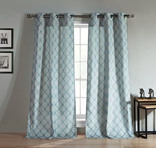 Duck River Textiles Kenilworth Linen Look Jacquard Grommet Pair Panel, Teal