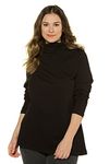 Ulla Popken Women's Shirtrolli Basic Turtleneck, Black (Schwarz 10), 32-34