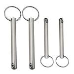 OTOTEC 4Pcs Quick Release Pins with Spring Loaded Ball End Circle Ring Carbon Steel Nickel Plated Bimini Top Pin - 6x60mm & 8x78mm