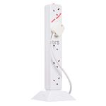 Invero 10 Way Gang Surge and Spike Protected Vertical Tower Extension Socket Adaptor with 2 Metre Lead Ideal for Electrical Equipment - White