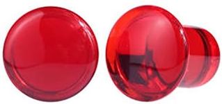 blue palm jewelry Pairs of Red Glass Single Flare Plugs With O Rings Sizes 8GA-13/16 E610, Glass, glass