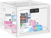 Lockable Storage Box, Medication Lock Box for Food, Medication, Phone Safety, Transparent Locking Medicine Box Container for Kitchen, Home, Office, 11.9 * 9.3 * 7.6inches Clear Storage Bin