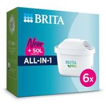 BRITA MAXTRA PRO All-in-1 x6 - Tap Water Filter for BRITA Water Filters - Reduces Some PFAS, Pesticides, Herbicides, Chlorine, Limescale and Metals - BRITA Cartridges for Purer Water