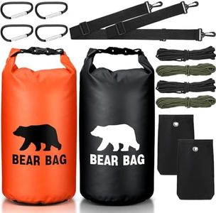 Foilswirl 2 Sets Bear Food Bag for Camping Ultralight Food Bag Hanging System Includes 2 Pcs 10 L Waterproof Bear Bag Pulley System and 4 Pcs Nylon Ropes 4 Pcs Clips and 2 Pcs Rock Pouch