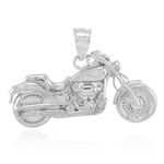 Sterling Silver Polish Biker Charm Motorcycle Pendant