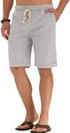 NITAGUT Men's Linen Casual Classic Fit Short Light Gray XS