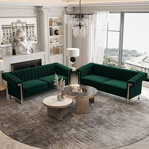 ANTTYBALE 83'' Velvet Couch Sofa Mid-Century Modern Love Seat Chesterfield 3 Seat Couches Sofa for Living Room Apartment