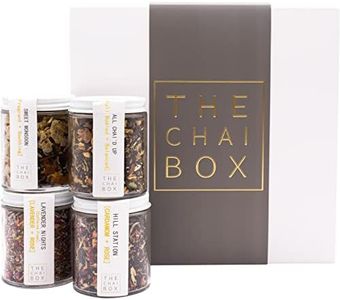 The Chai Box Ultimate Tea Lover's Gift Set - Featured in Oprah's Favorite Things | Caffeinated and Caffeine Free Loose-Leaf Tea Gift Box (Pack of 4) 10 oz | Small Batch Assorted Tea Sampler with Whole, Premium Spices